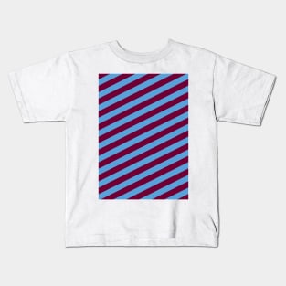 Burnley Claret and Blue Angled Stripes Kids T-Shirt